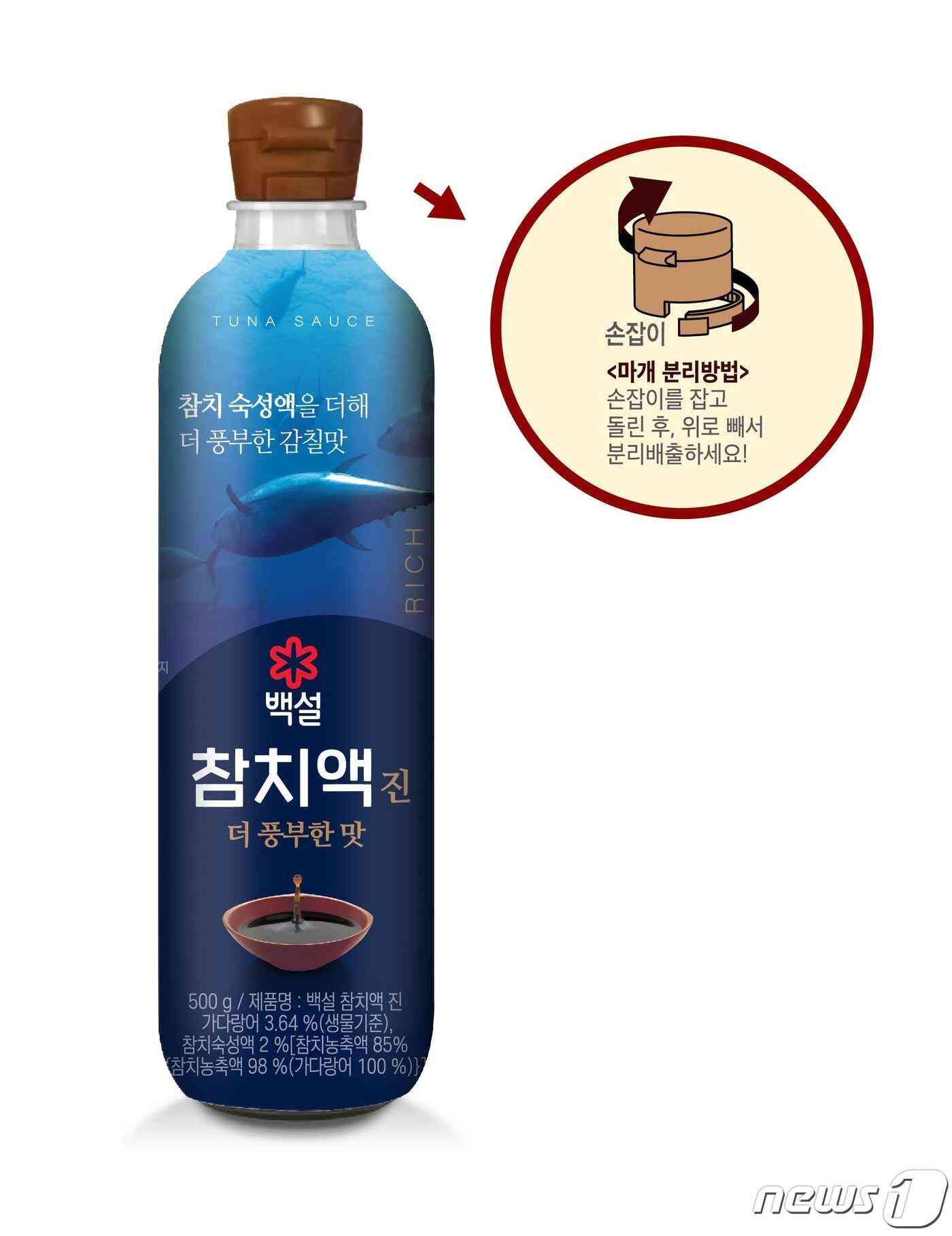 이지탭 구조로 뚜껑 분리배출을 쉽게 만든 CJ제일제당 백설 참치액 제품.(CJ제일제당 제공)