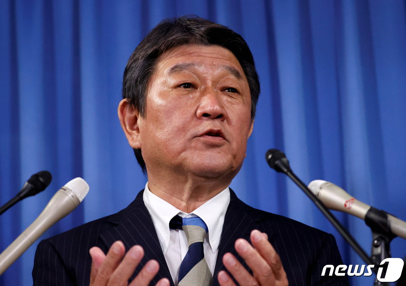 본문 이미지 - 모테기 도시미쓰 일본 자민당 간사장. 2021.11.04 ⓒ 로이터=뉴스1 ⓒ News1 정지윤 기자