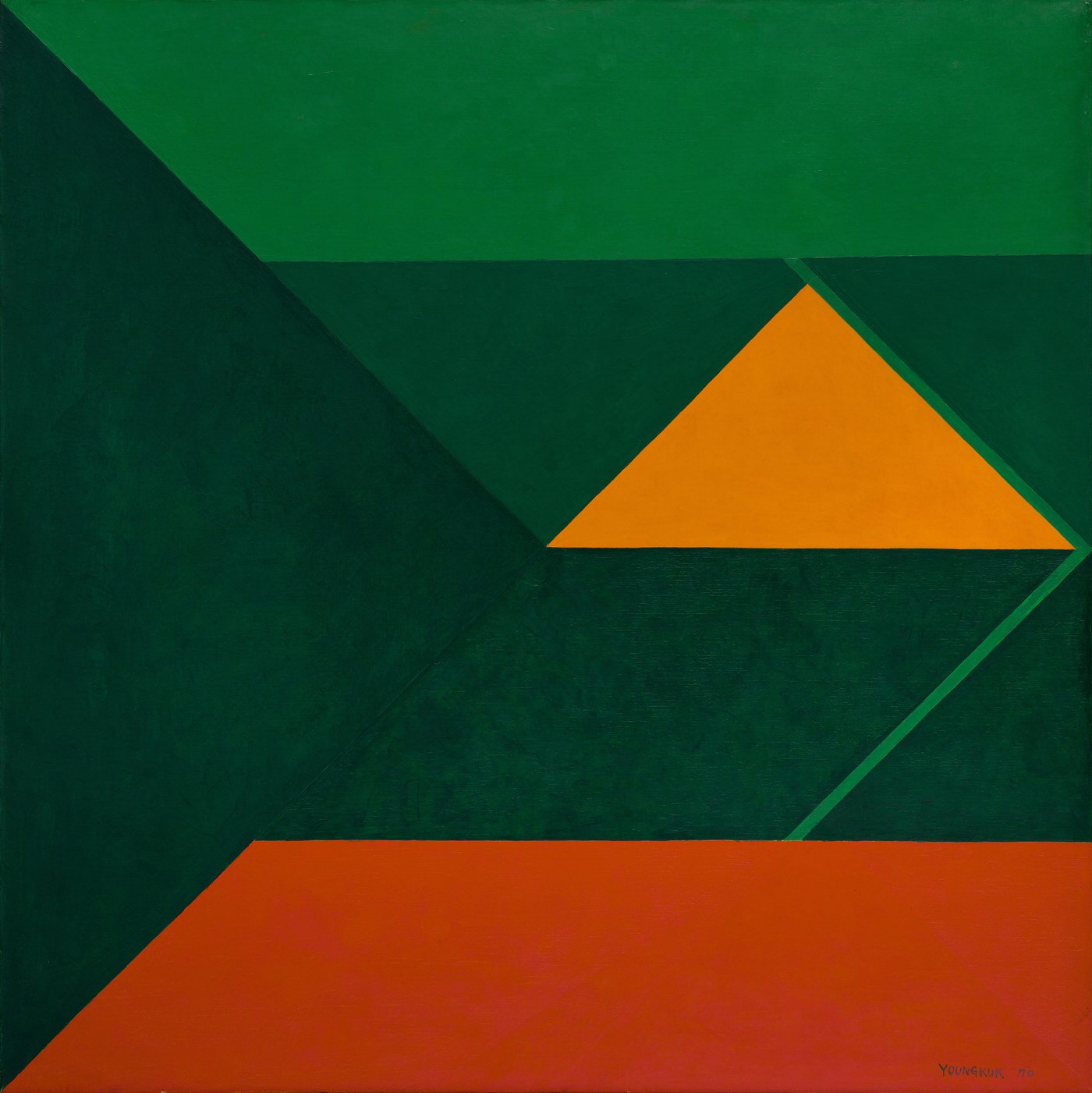 본문 이미지 - 유영국, 〈산〉, 1970, 캔버스에 유채, 136.5&times;136.5cm, 국립현대미술관 소장, ⓒ유영국미술문화재단.