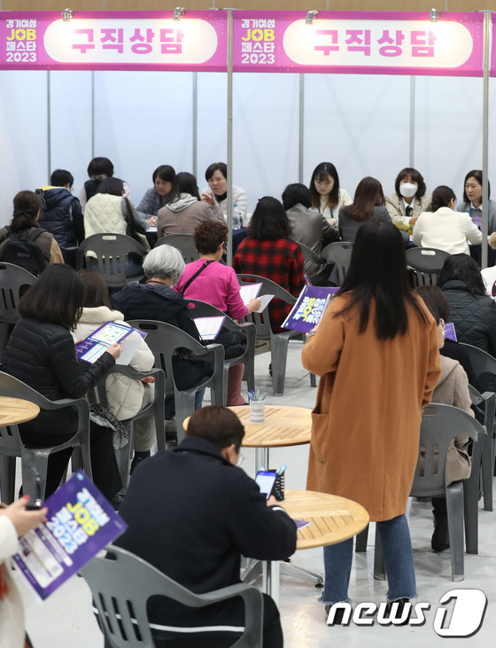 길게 늘어선 구직상담 줄