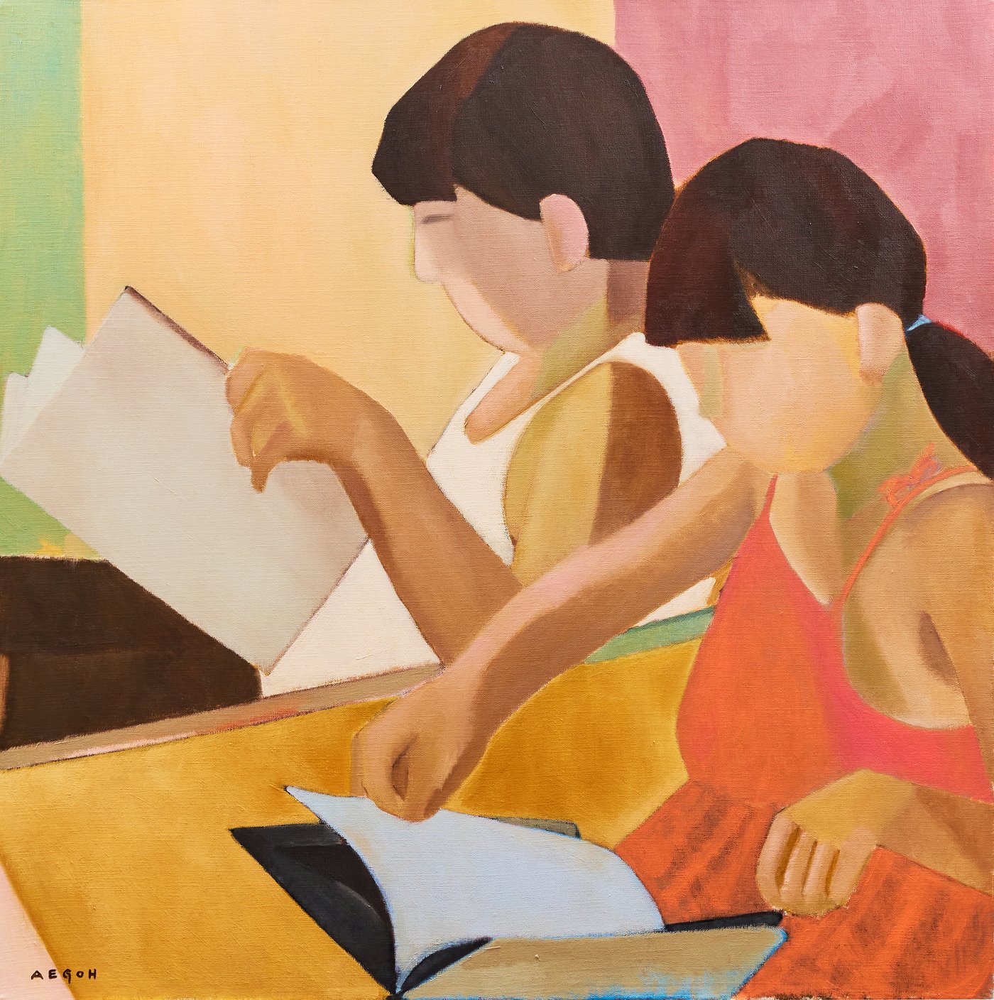 본문 이미지 - 고경애, 저녁 무렵, 2023, Oil on canvas, 91.0 X 91.0 cm. 피비갤러리 제공.