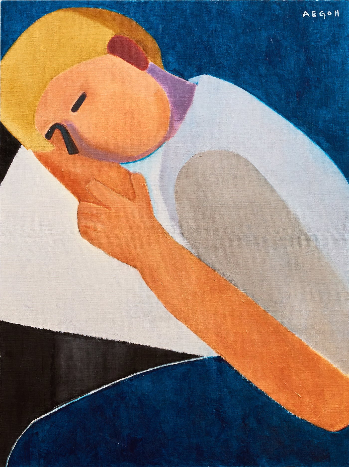 본문 이미지 - 고경애, 비행기 안에서, 2023, Oil on canvas, 80.3 X 60.6 cm. 피비갤러리 제공.