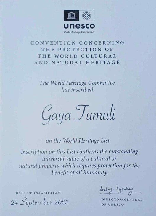 본문 이미지 - 가야고분군 유네스코 세계유산 등재 인증서. 문화재청 제공.