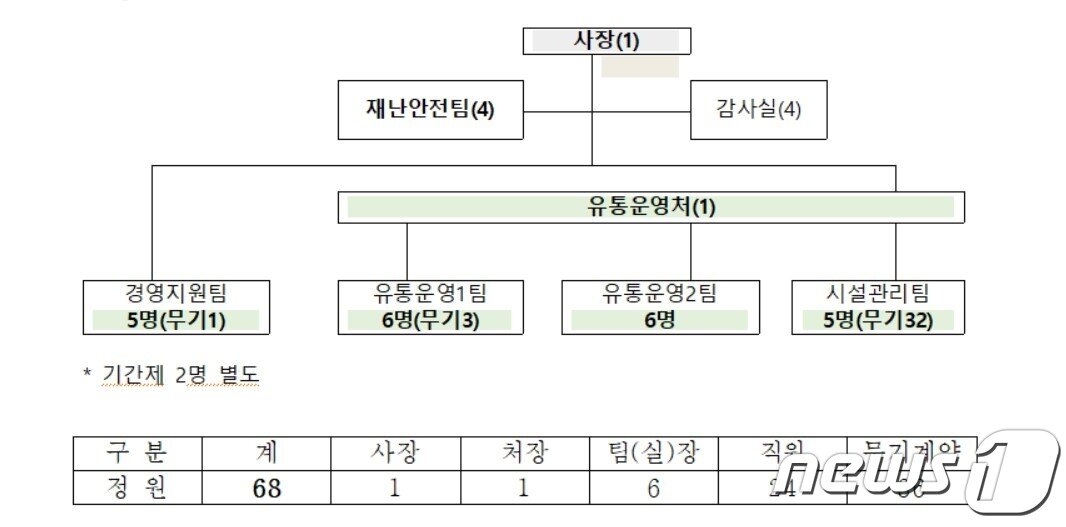 본문 이미지 - 대구농수산물유통관리공사가 출범한다. 이미지는 조직도. (대구시 제공)/뉴스1