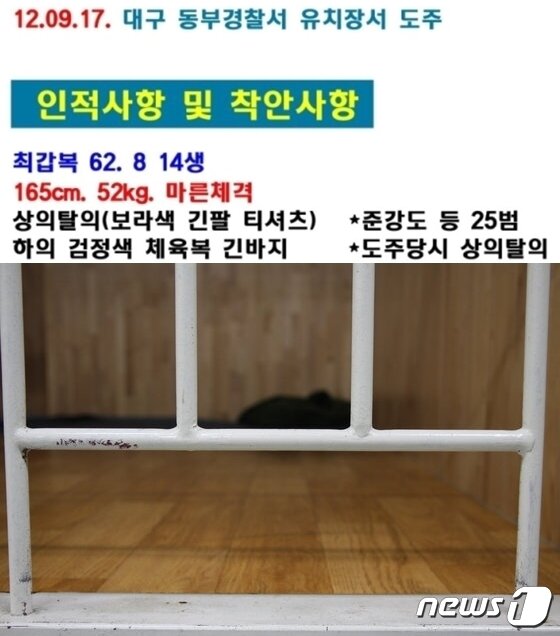 본문 이미지 -  최갑복이 빠져 나간 경찰서 유치장 배식구. 길이 45㎝, 높이 15.2㎝로 탕수육 쟁반 정도나 드나들만한 공간이다. ⓒ 뉴스1