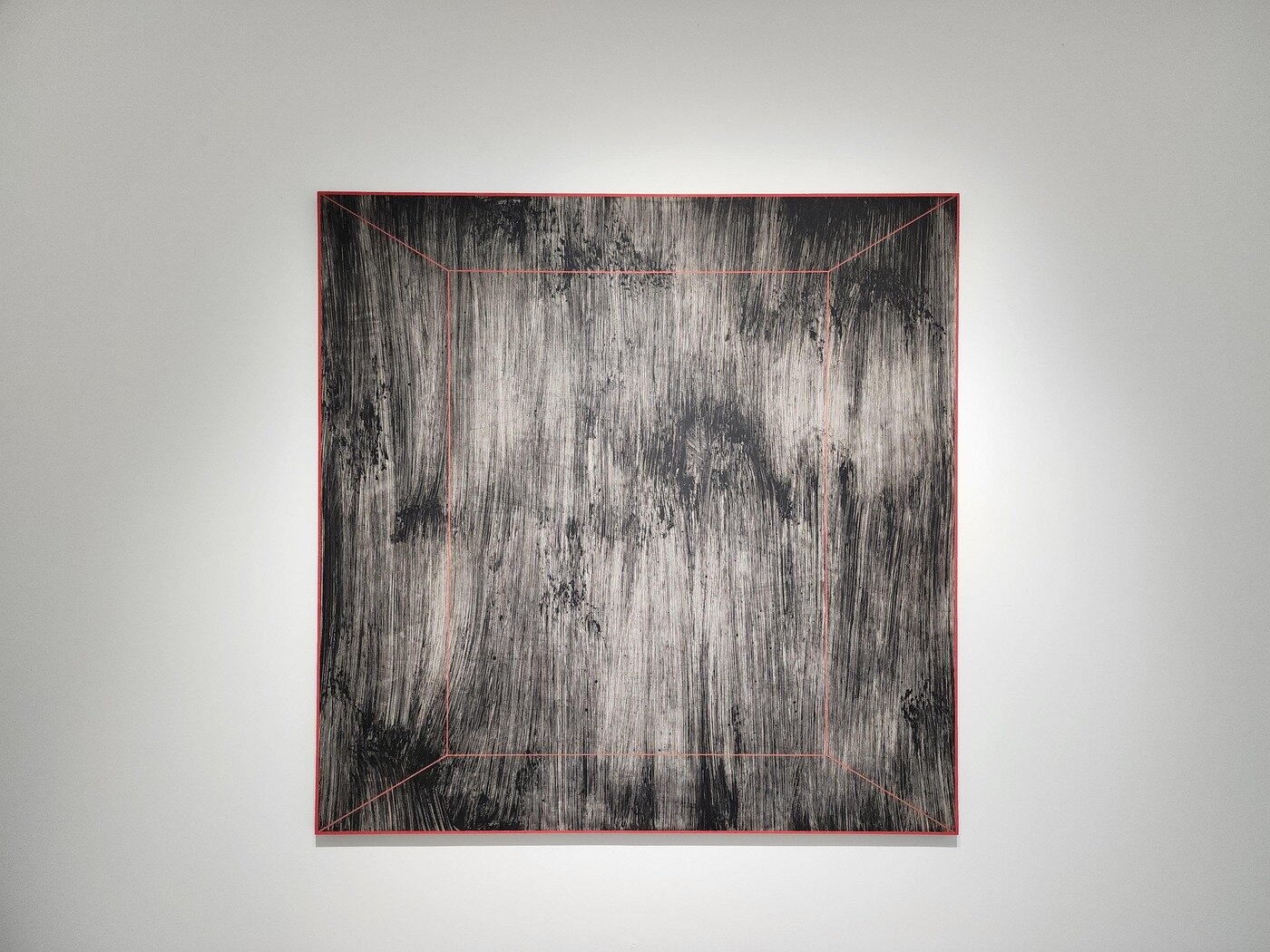 본문 이미지 - 이기영, Subsequent answer3423, 2023, Ink cake, pigment, mixed media on Korean paper, 122x122cm. 이화익갤러리 제공.