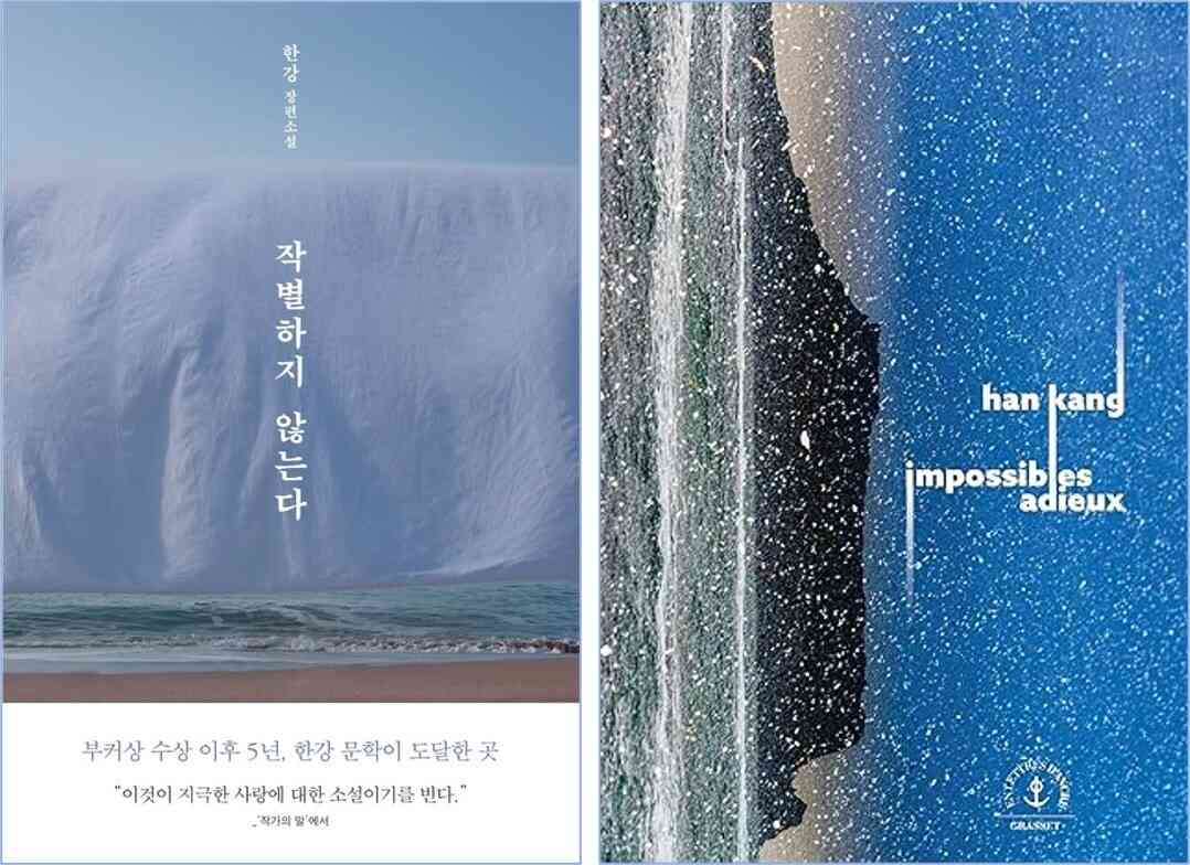 '작별하지 않는다' 한국어판(문학동네 제공)과 불어판 'Impossibles Adieux'(출처: 아마존)