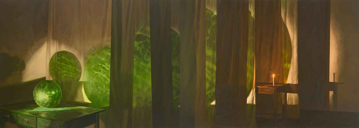 본문 이미지 - 정보영_Flowing and Pause, 2022, 캔버스에 유채, 162x454cm. 금호미술관 제공.