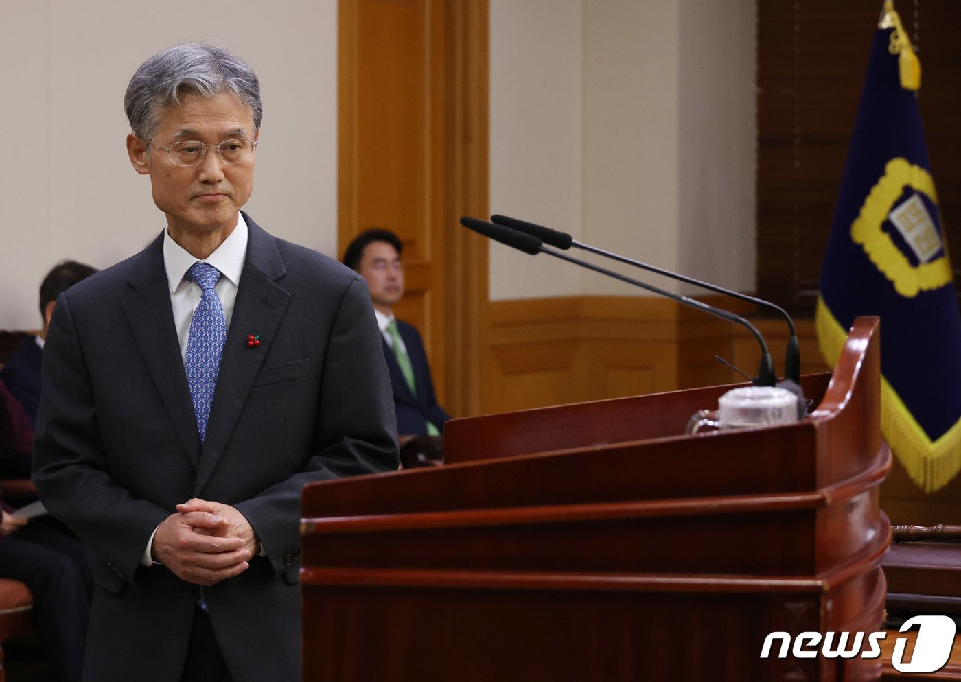 본문 이미지 - 조희대 대법원장이 15일 서울 서초구 대법원 대회의실에서 열린 전국법원장회의에 참석하고 있다. 2023.12.15/뉴스1 ⓒ News1 사진공동취재단