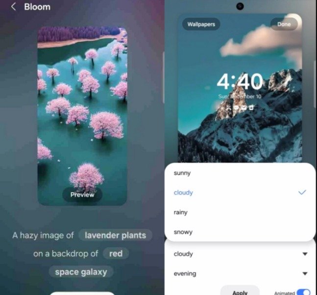 본문 이미지 -  삼성전자 갤럭시S24에 들어갈 AI 기반 배경화면 제작 기능 (IT 전문매체 샘모바일 페이지 갈무리) 