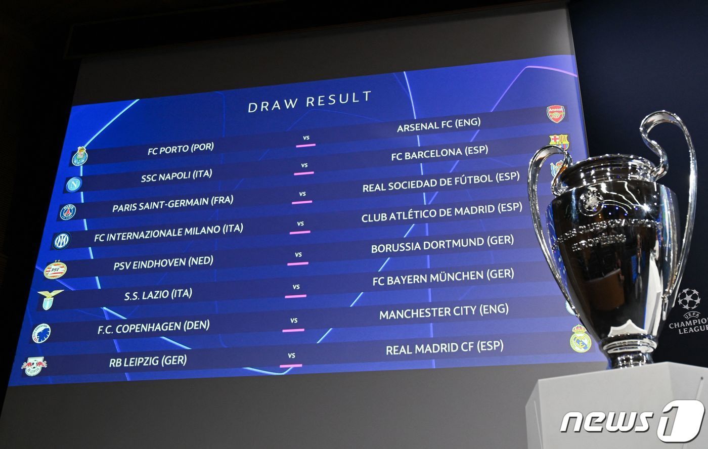 본문 이미지 - 2023-24 유럽축구연맹(UEFA) 챔피언스리그 16강 추첨 결과 ⓒ AFP=뉴스1