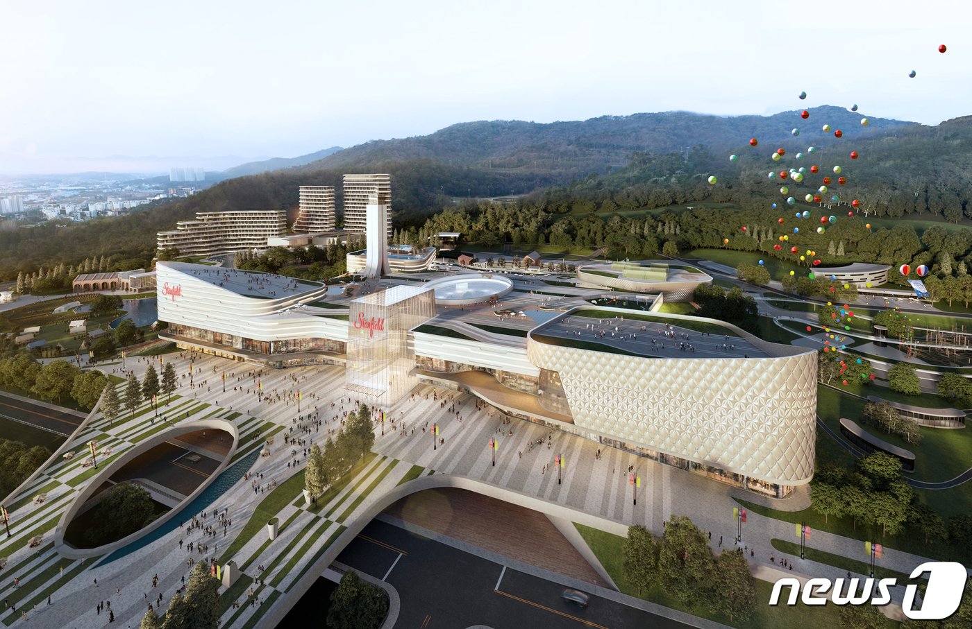 본문 이미지 - 어등산 관광단지에 들어서는 그랜드 스타필드 광주 조감도.(신세계프라퍼티 제공)/뉴스1 