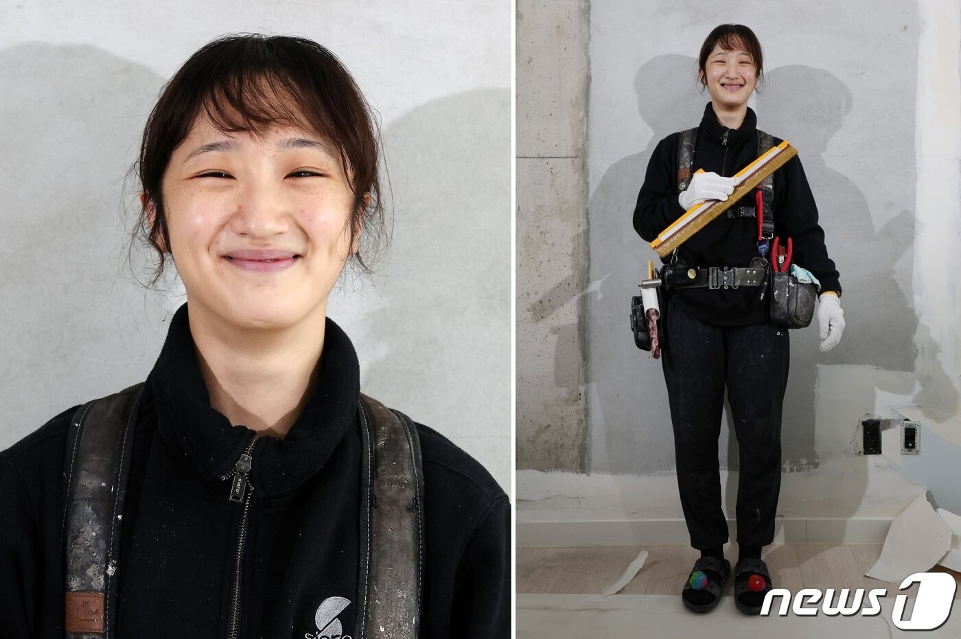 본문 이미지 - 사무직을 관두고 30살에 일을 시작한 3년차 도배사 이지윤씨. ⓒ News1 김민지 기자