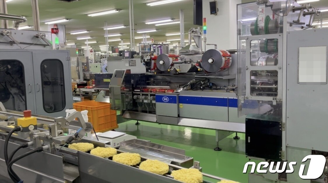 본문 이미지 - 농심 구미공장에서 신라면을 생산하고 있다. ⓒ 뉴스1/신민경 기자.