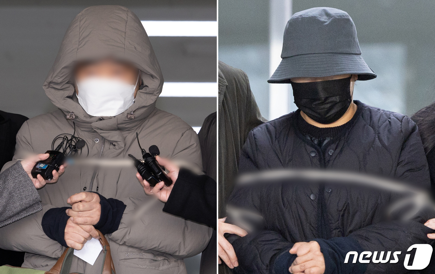 (수원=뉴스1) 이재명 기자 = 수원지역을 중심으로 임차인들에게 약 714억 원 상당 전세보증금을 돌려주지 않은 혐의를 받는 정모 씨 부부가 8일 오전 경기도 수원시 영통구 수원남 …