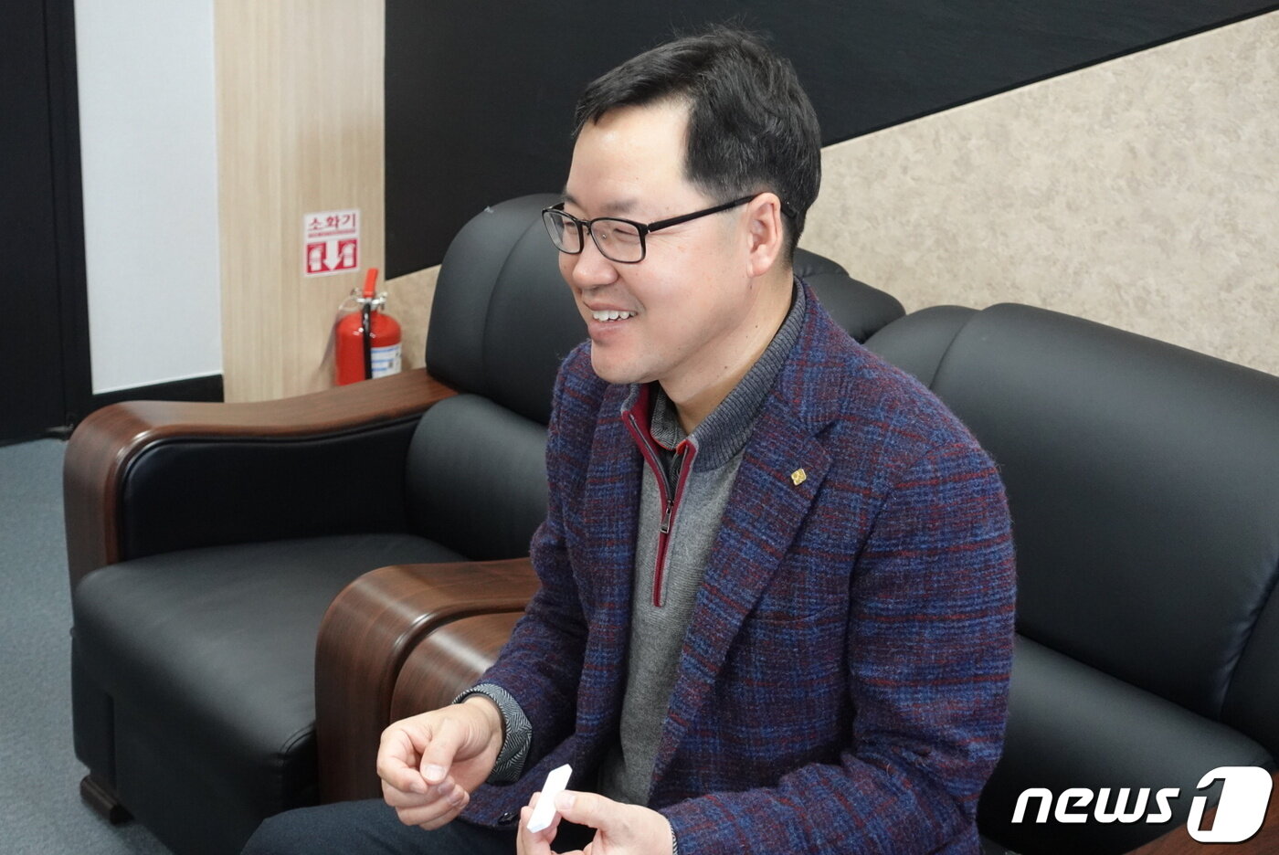 본문 이미지 - 정점규 젠바디 대표이사가 2월1일 천안 본사에서 <뉴스1>과 인터뷰를 진행했다.