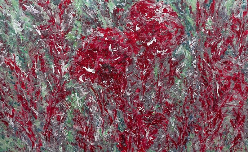 본문 이미지 - 김지원, 맨드라미(Mendrami), 2022, oil on linen 73x117cm (아트프로젝트 씨오 제공)