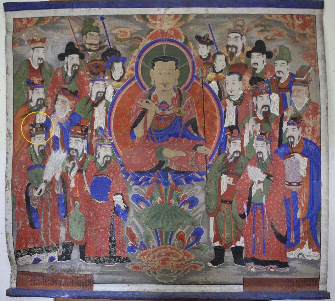 본문 이미지 - 전북 남원 선원사 명부전의 탱화에서 발견된 태극기(제공 조계종 총무원)