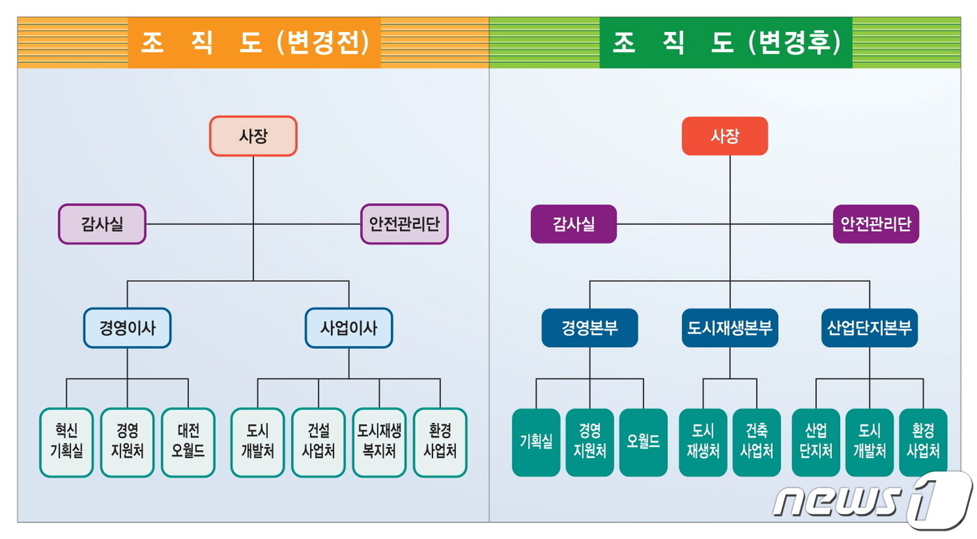 본문 이미지 - 대전도시공사 조직개편안.(대전도시공사 제공)/뉴스1