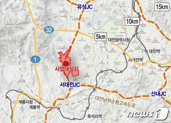 본문 이미지 - 대전 유성구 교촌동 일원에 조성될 나노·반도체 국가산업단지 위치도. (대전시 제공) /뉴스1