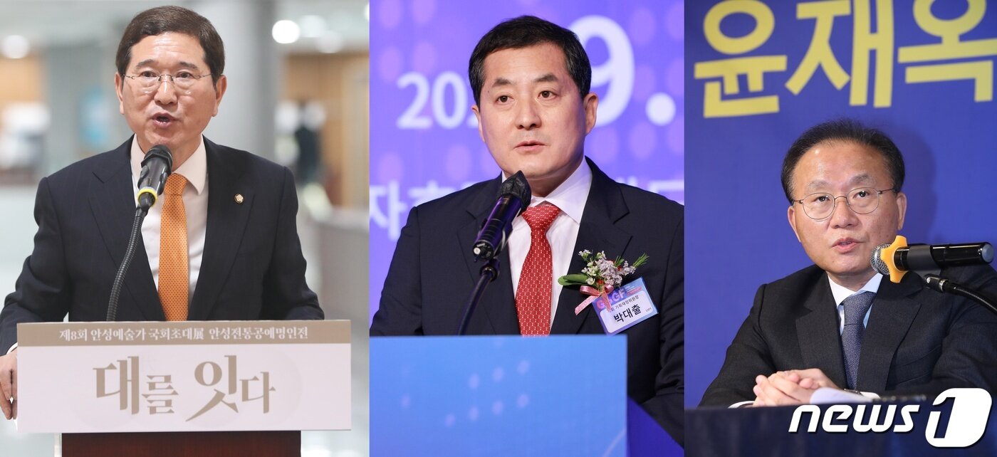 본문 이미지 - 왼쪽부터 김학용·박대출·윤재옥 국민의힘 의원. 2023.3.18/뉴스1