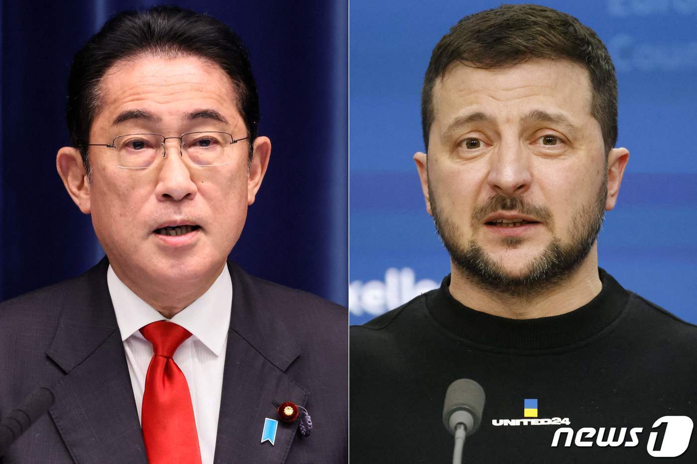 본문 이미지 - 기시다 후미오 일본 총리(왼쪽)와 볼로디미르 젤렌스키 우크라이나 대통령 ⓒ AFP=뉴스1