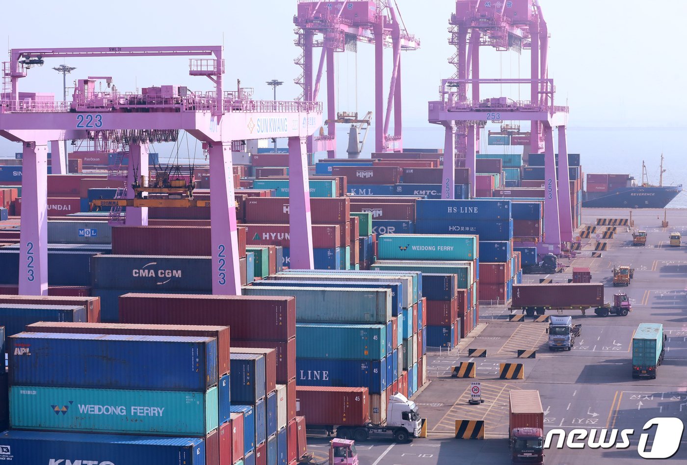 본문 이미지 - 인천 연수구 인천신항 컨테이너 모습. /뉴스1DB