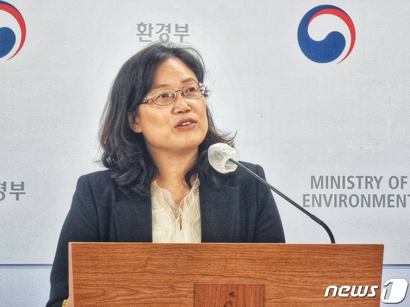 본문 이미지 - 김호은 환경부 대기미래전략과장이 28일 오전 전기차 충전기와 배터리 교환형 전기 이륜차 보급 관련해서 정부세종청사 브리핑룸에서 설명하고 있다. 뉴스1 ⓒ News1 황덕현 기자