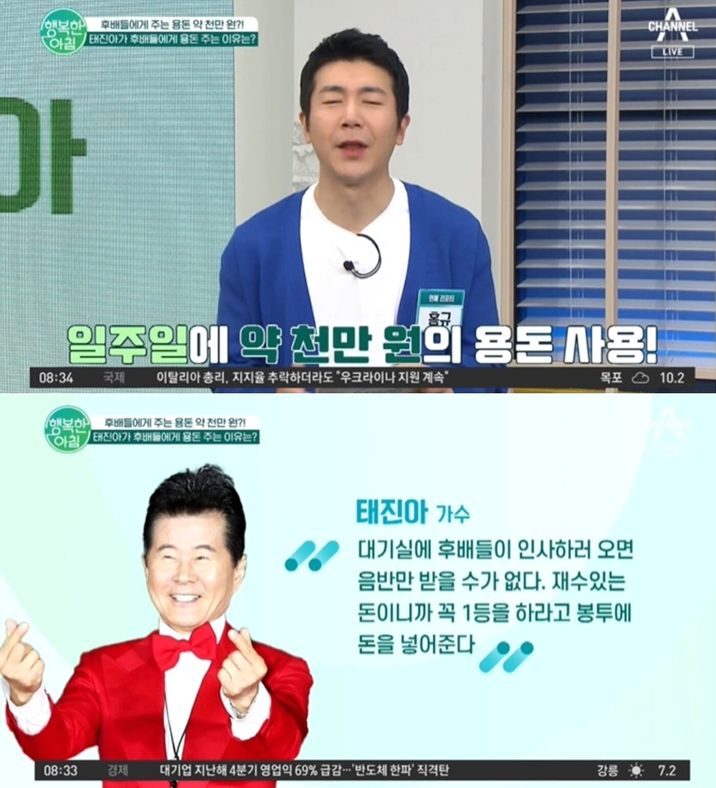 본문 이미지 - 채널A &#39;행복한 아침&#39; 방송 화면 갈무리