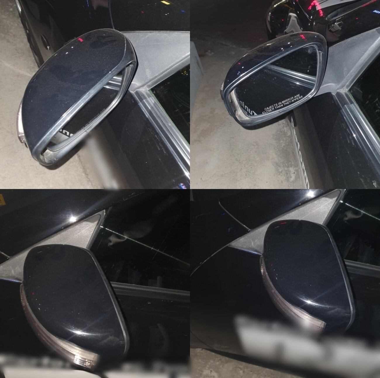 본문 이미지 - A씨의 아이가 건드렸다는 인피니티의 사이드미러 상태. (자동차 커뮤니티 '보배드림')