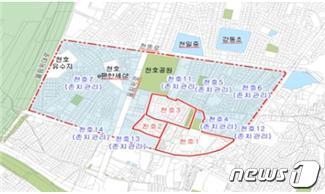 본문 이미지 - 천호재정비촉진지구 위치도&#40;강동구 제공&#41;. 
