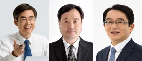 본문 이미지 - 부산 사하을 출마가 거론되는 후보군들. 왼쪽부터 조경태 의원(국민의힘), 강문봉 지역위원장. 김태석 전 사하구청장(이상 민주당) 
