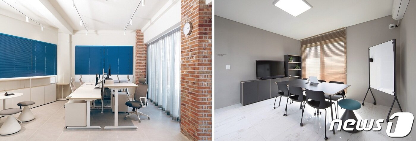 본문 이미지 - 데스커 워케이션 가든 오피스와 워케이션 센터 미팅룸(퍼시스 제공) 