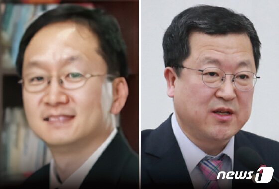본문 이미지 - 장용성(사진 좌측), 박춘섭 신임 한국은행 금융통화위원회 위원. ⓒ News1 김지영 디자이너