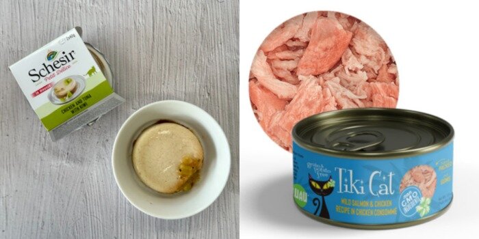 본문 이미지 - 고양이 습식 제품 '쉐지애'와 '티키캣'(내추럴발란스 제공)