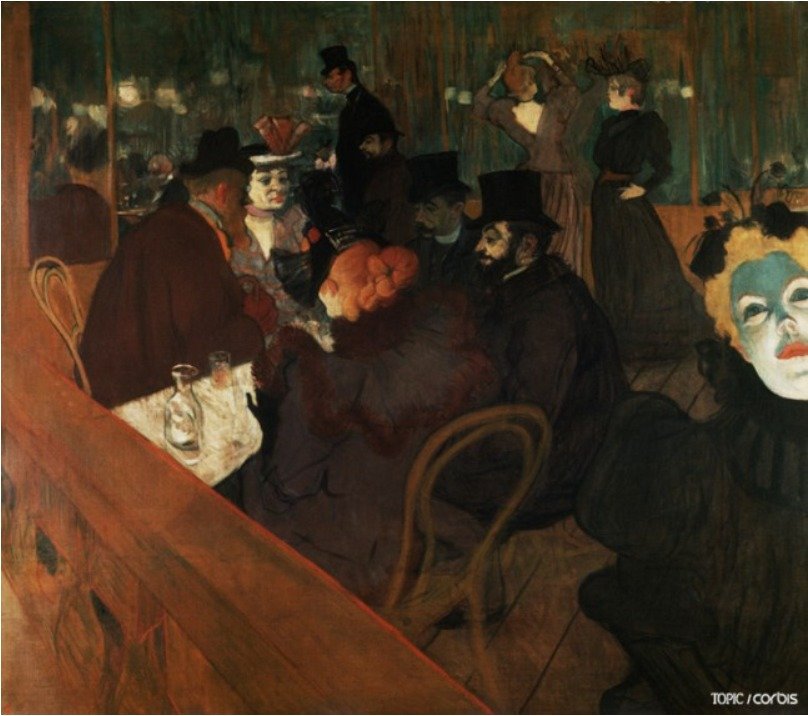 본문 이미지 -  툴루즈 로트레크, 물랭 루즈에서, 1892년, 시카고 미술 연구소.