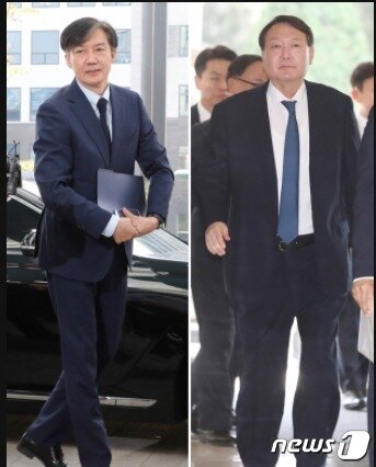 본문 이미지 -  윤석열 대통령과 조국 전 법무부 장관. ⓒ 뉴스1 DB