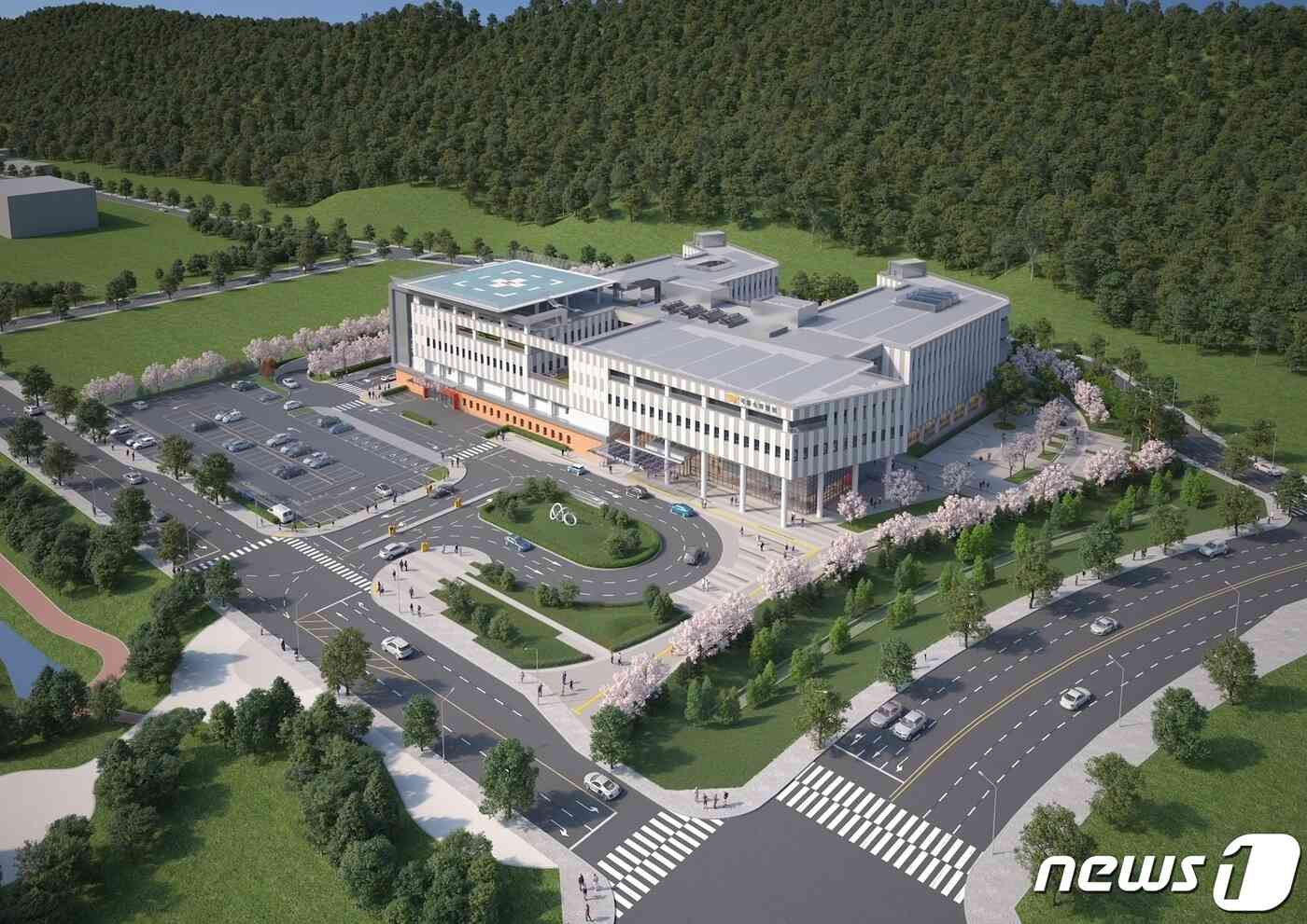 4일 충북 음성군은 국립소방병원, 지역 화장품 기업과 연계해 헬스케어 산업을 육성한다고 밝혔다. 사진은 국립소방병원 조감도.(음성군 제공)2023.4.4/뉴스1