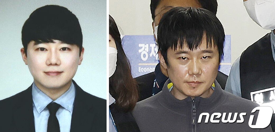 본문 이미지 - 신상공개를 통해 공개된 전주환의 증명사진(왼쪽)과 검찰로 송치될 때 드러난 실제 모습(오른쪽) ⓒ뉴스1 김정현 기자