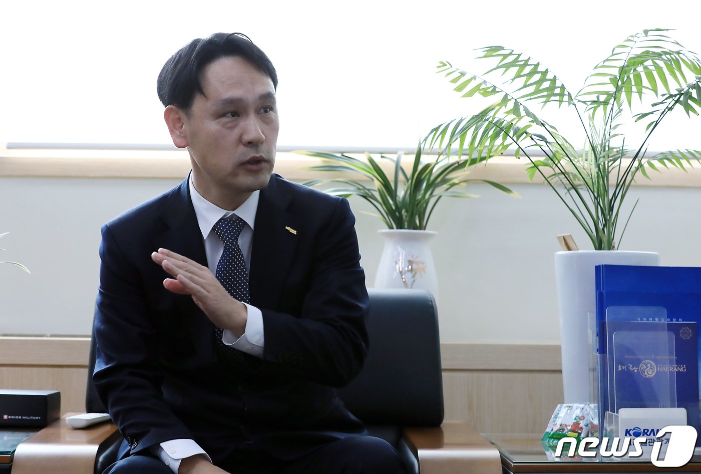 본문 이미지 - 권신일 코레일관광개발 대표이사가 12일 오후 서울 중구 청파로 코레일관광개발 본사에서 뉴스1과 인터뷰를 하고 있다. 2023.5.12/뉴스1 ⓒ News1 박정호 기자