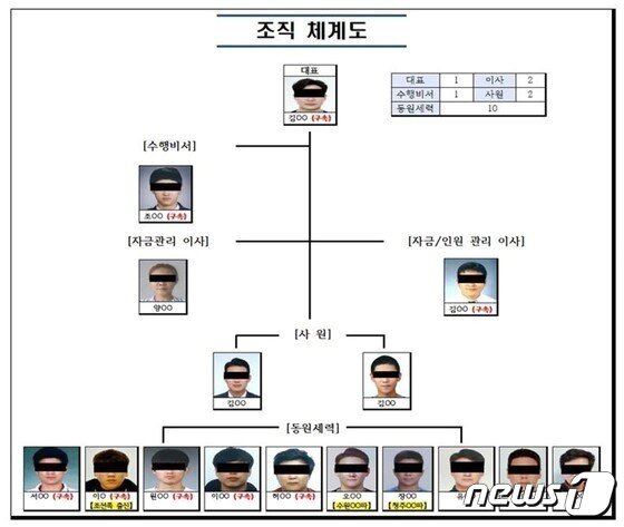 본문 이미지 - 김씨가 차린 페이퍼컴퍼니 조직도(서울경찰청 강력범죄수사대 제공) ⓒ 뉴스1