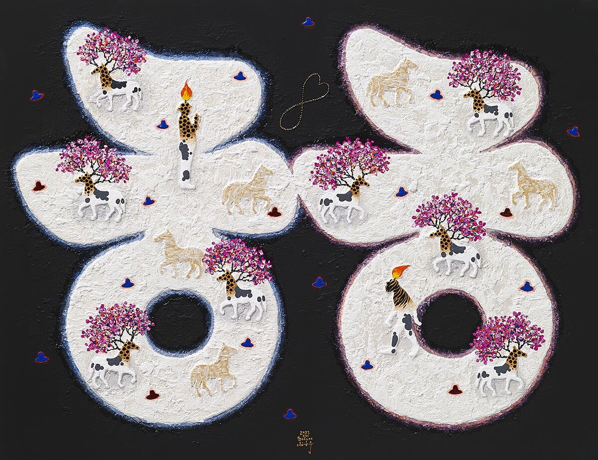 본문 이미지 -  임근우 작, cosmos-고고학적 기상도, 116.7&times;91cm, Acrylic on canvas, 2023.