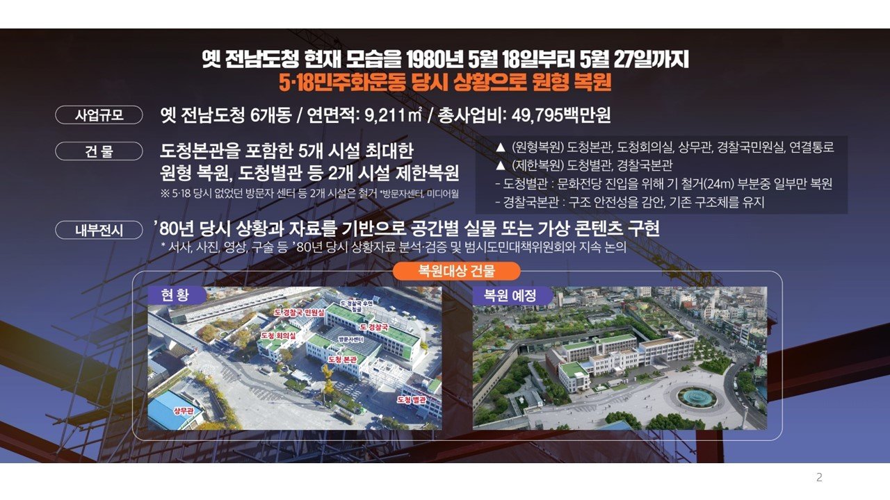본문 이미지 - 옛 전남도청 복원 경과 자료사진. (아시아문화중심도시조성지원포럼 제공) 2023.5.25/뉴스1