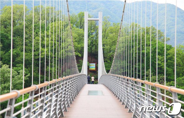 본문 이미지 - ‘사랑의 불시착’의 배경으로 나온 포천시 한탄강 하늘다리.(경기관광공사 제공)/