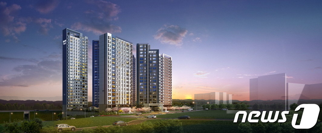 본문 이미지 - ‘양양 금호어울림 더퍼스트’ 야경 투시도.(금호건설 제공) 2023.6.12/뉴스1