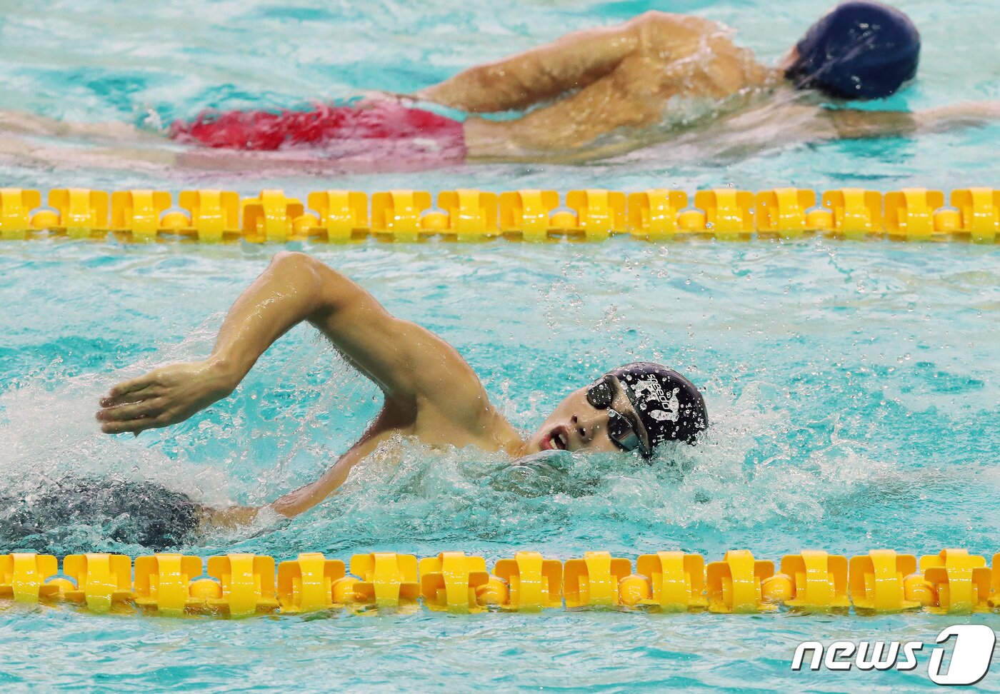 본문 이미지 - 대한민국 수영 간판 황선우가 13일 오전 광주 광산구 남부대학교 시립국제수영장에서 열린 '제2회 광주 전국 수영선수권대회' 남자 200m 자유형 예선에서 역영하고 있다. 2023.6.13/뉴스1 ⓒ News1 구윤성 기자