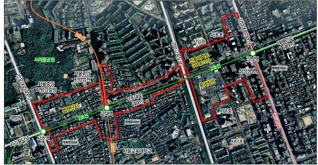 본문 이미지 - 서초로 지구단위계획 위치도.