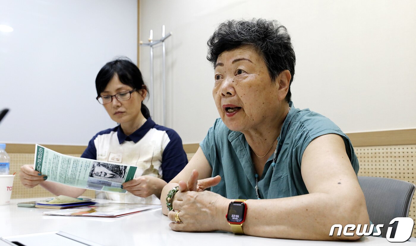 본문 이미지 - 가와사키 에이코 대표(오른쪽)와 리소라 국장이 서울 종로구 공유오피스에서 뉴스1과 인터뷰하고 있다. 2023.6.16/뉴스1 ⓒ News1 박지혜 기자