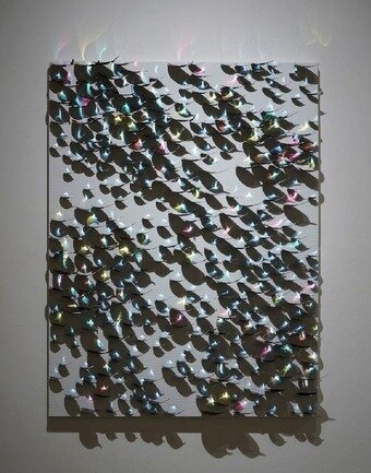 본문 이미지 -  권용래 Kwon Yong Rae, Eternal Flame-Ficus Benjamina, 2023, stainless steel on canvas, 60.6X80.3cm &#40;페이토갤러리 제공&#41;