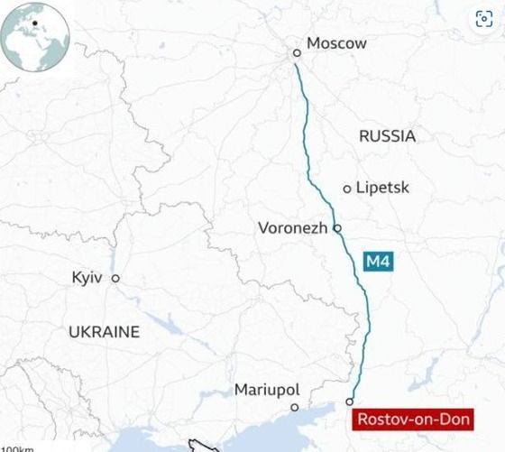 영국 BBC 방송이 쿠데타를 감행한 러시아 용병단 바그너그룹이 24일 저녁 모스크바 이남 500㎞ 거리의 보로네시까지 진격했다고 소식통을 인용해 보도했다. (BBC 갈무리) 2023.6.24.